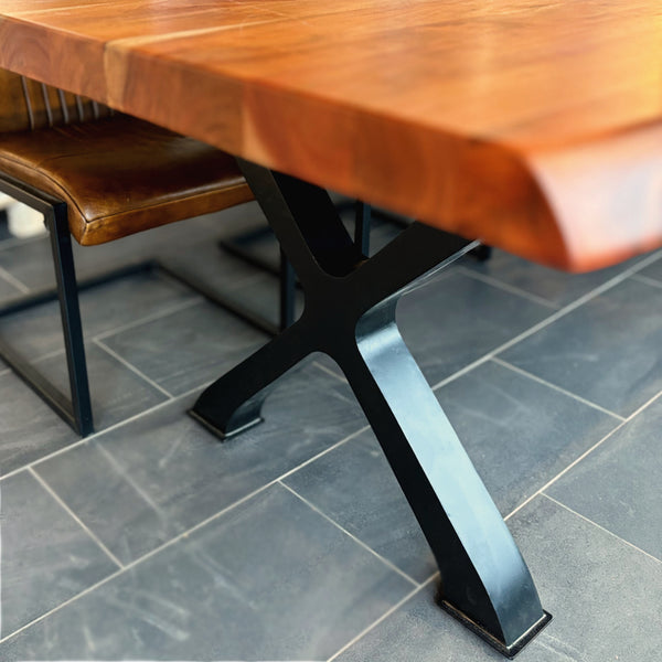 Table à dîner acacia 2" bord naturel champagne base Docks