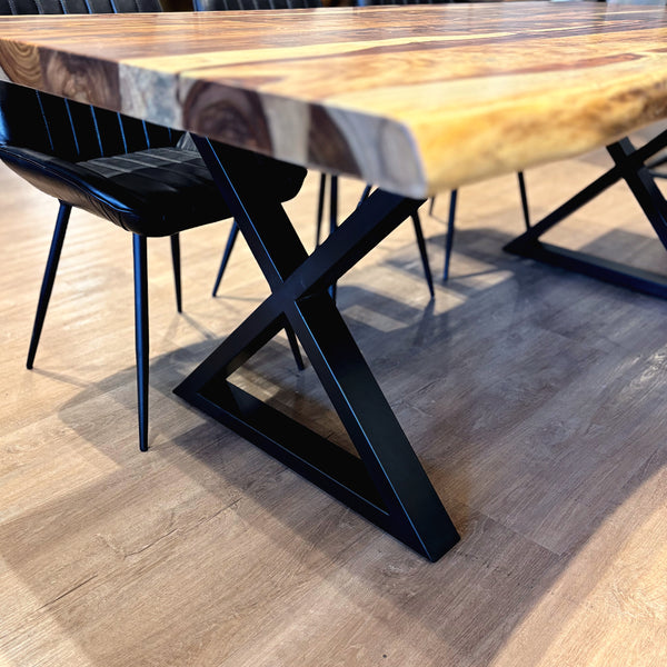 Table à dîner bois de rose 2" champagne base X - Kif-Kif Import