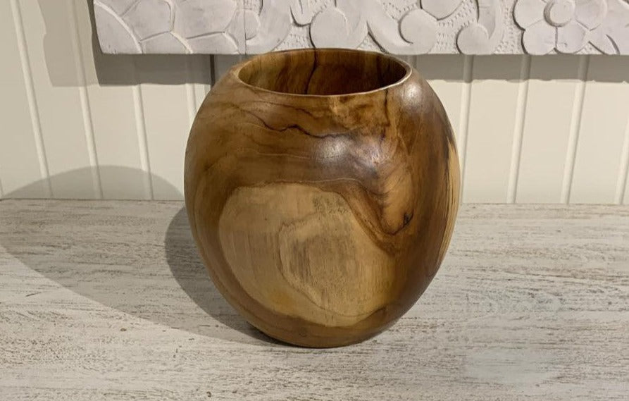 Vase en bois 8x8" NATURE - Kif-Kif Import