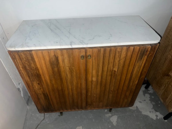 Buffet en Manguier et Marbre 36x38x16.5''