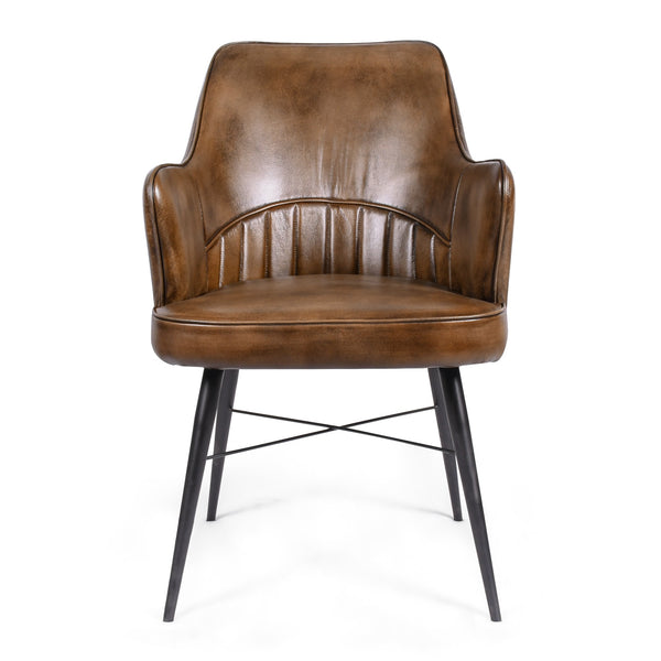 Chaise NINA   cuir brun vue de face