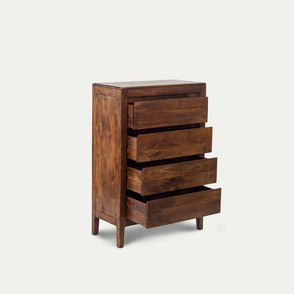 Commode Dunia 4 tiroirs – manguier massif brun