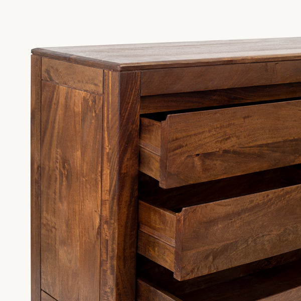 Commode Dunia 6 tiroirs – manguier massif brun