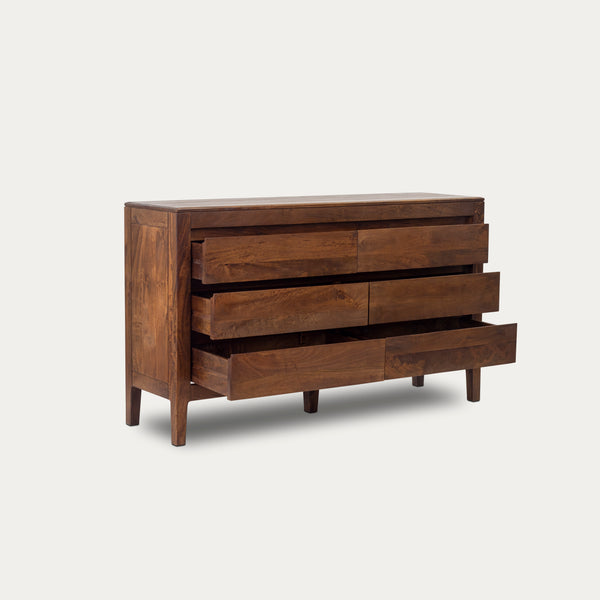 Commode Dunia 6 tiroirs – manguier massif brun