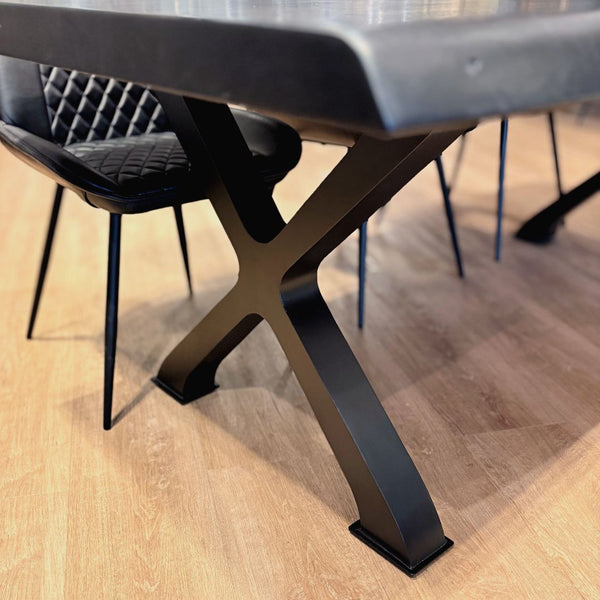 Table à dîner acacia 2" bord naturel onyx base Docks - Kif-Kif Import