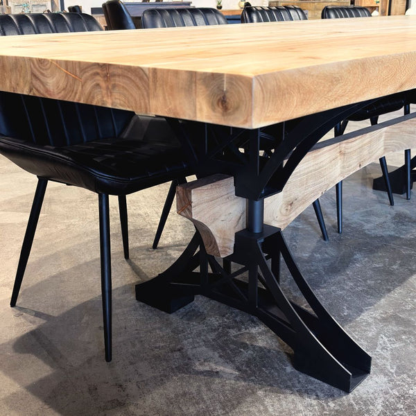 Table à dîner acacia 2" bord droit blanchie Eiffel - Kif-Kif Import