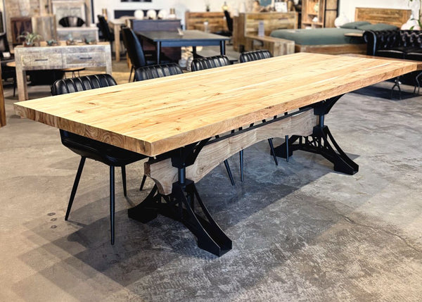 Table à dîner acacia 2" bord droit blanchie Eiffel - Kif-Kif Import