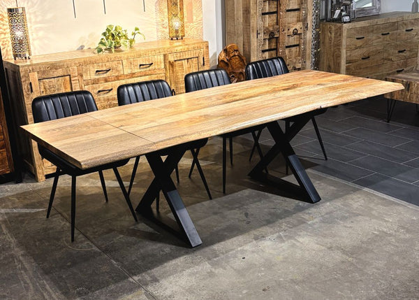 Table à dîner extensible manguier 1.5" bord naturel X - Kif-Kif Import