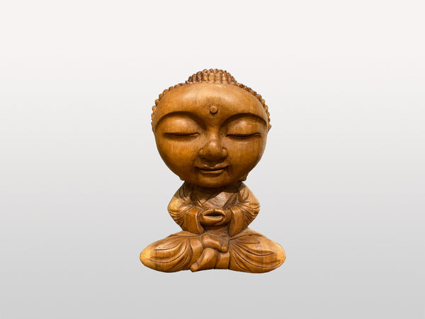 Bouddha assis grosse tête bois de Suar - Kif-Kif Import