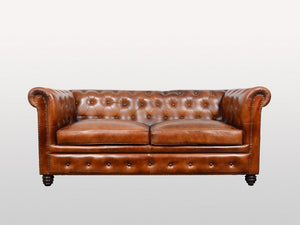 Chesterfield 2-seater leather sofa - Kif-Kif Import