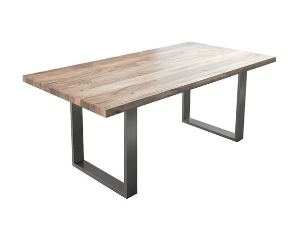 2" straight cut acacia dining table Bleached metal base U - Kif-Kif Import