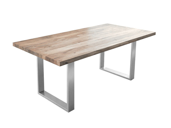 2" straight cut acacia dining table Bleached metal base U - Kif-Kif Import