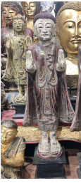 Monje Mandalay de madera 2 manos levantadas - Kif-Kif Import