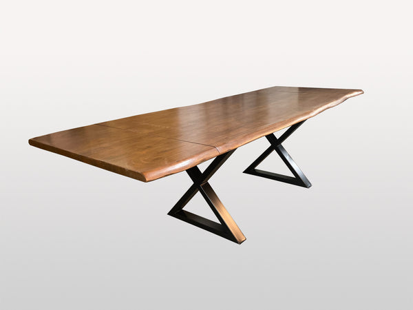 Live Edge extendable dining table metal base X hazelnut color - Kif-Kif Import