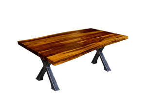 Table à dîner Live Edge bois de rose brun base métal Docks - Kif-Kif Import