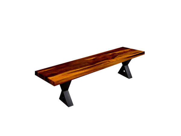 Tao bench (straight cut) brown rosewood metal base X - Kif-Kif Import