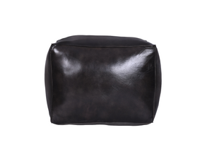 Newport black leather pouf - Kif-Kif Import